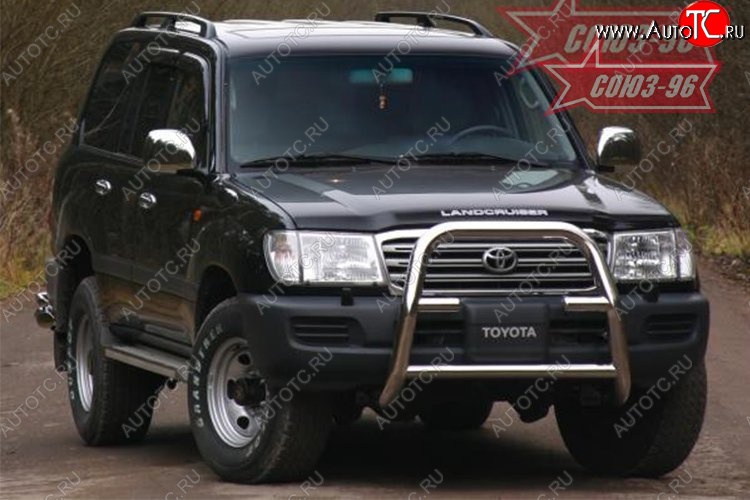 23 039 р. Защита переднего бампера под лебедку Souz-96 (d76) Toyota Land Cruiser 100 дорестайлинг (1998-2002)  с доставкой в г. Таганрог