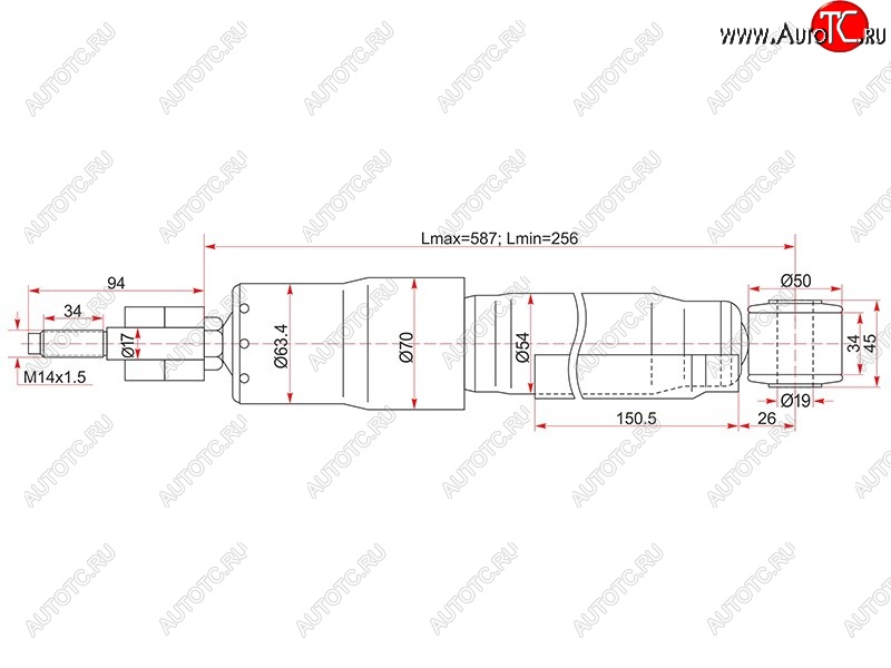 2 769 р. Амортизатор задний LH=RH SAT  Toyota Land Cruiser  100 (1998-2007) дорестайлинг, 1-ый рестайлинг, 2-ой рестайлинг  с доставкой в г. Таганрог