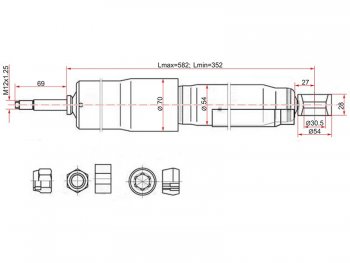 2 599 р. Амортизатор задний LH=RH SAT  Toyota Land Cruiser ( 80,  J105) (1989-2007)  с доставкой в г. Таганрог. Увеличить фотографию 1