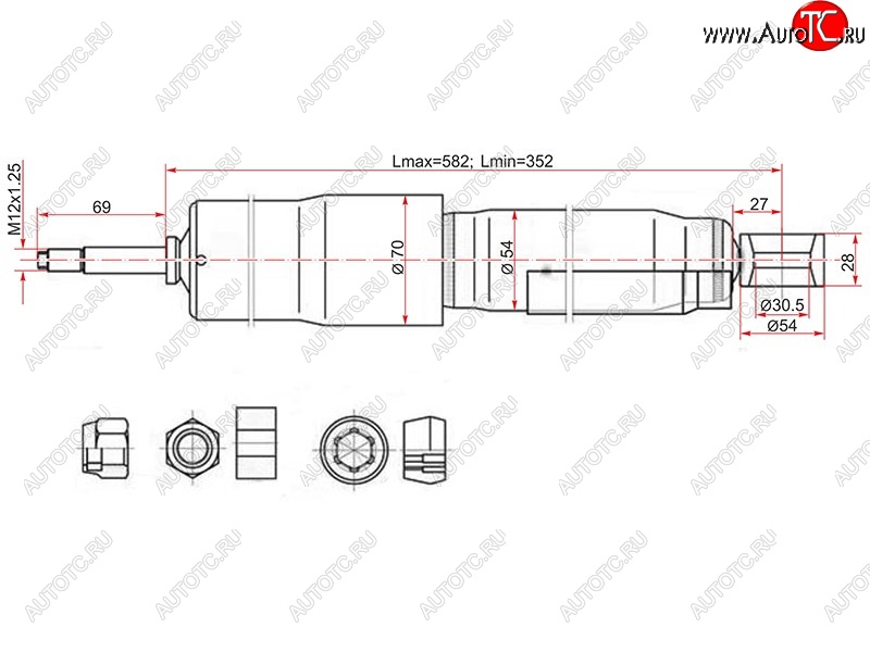 2 599 р. Амортизатор задний LH=RH SAT  Toyota Land Cruiser ( 80,  J105) (1989-2007)  с доставкой в г. Таганрог