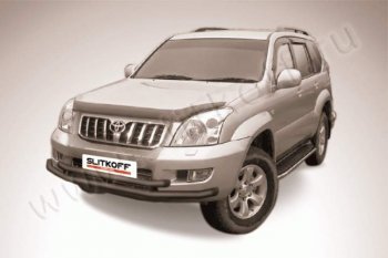 10 649 р. Защита переднего бампер Slitkoff  Toyota Land Cruiser Prado  J120 (2002-2009) (Цвет: серебристый)  с доставкой в г. Таганрог. Увеличить фотографию 1