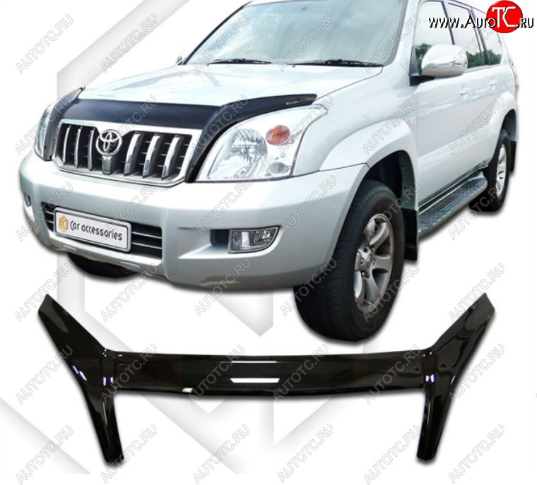 2 899 р. Дефлектор капота (J120-J125) CA-Plastic exclusive  Toyota Land Cruiser Prado  J120 (2002-2009) (Classic черный, Без надписи)  с доставкой в г. Таганрог