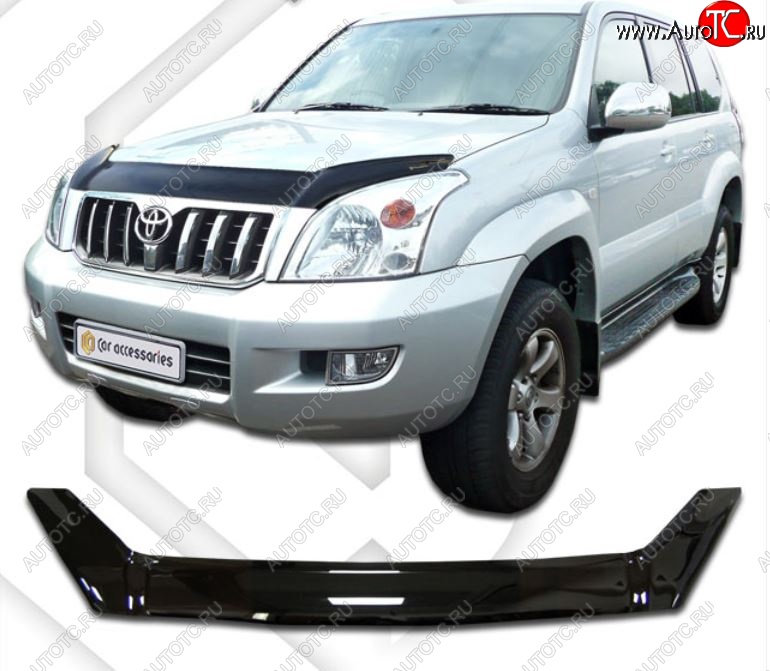 2 199 р. Дефлектор капота ( J120-J125) CA-Plastic  Toyota Land Cruiser Prado  J120 (2002-2009) (Classic черный, Без надписи)  с доставкой в г. Таганрог