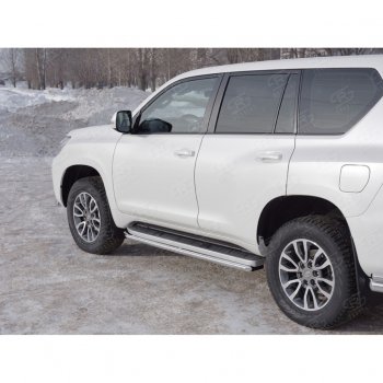 17 849 р. Защита порогов (Ø42 мм, нержавейка) SLITKOFF Toyota Land Cruiser Prado J150 2-ой рестайлинг (2017-2020)  с доставкой в г. Таганрог. Увеличить фотографию 3