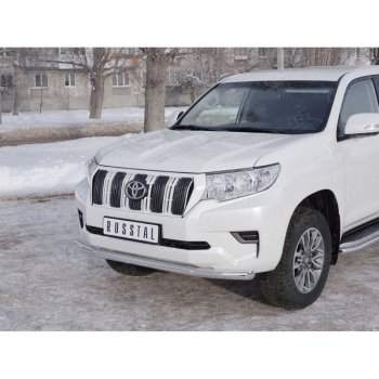 20 399 р. Защита переднего бампера (Ø63 мм, нержавейка) SLITKOFF Toyota Land Cruiser Prado J150 2-ой рестайлинг (2017-2020)  с доставкой в г. Таганрог. Увеличить фотографию 2