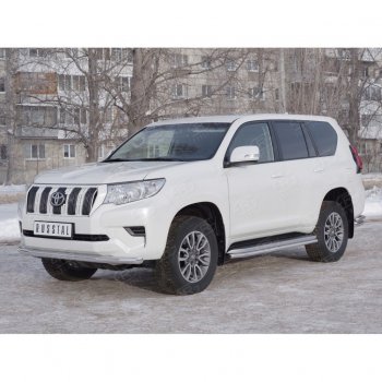 20 399 р. Защита переднего бампера (Ø63 мм, нержавейка) SLITKOFF Toyota Land Cruiser Prado J150 2-ой рестайлинг (2017-2020)  с доставкой в г. Таганрог. Увеличить фотографию 3