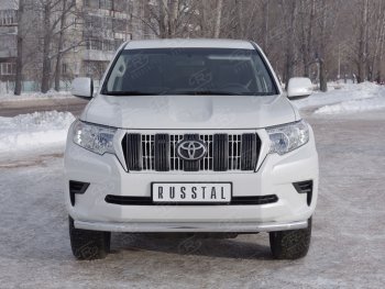 18 399 р. Защита переднего бампера (Ø63 мм, нержавейка) SLITKOFF  Toyota Land Cruiser Prado  J150 (2017-2020) 2-ой рестайлинг  с доставкой в г. Таганрог. Увеличить фотографию 1