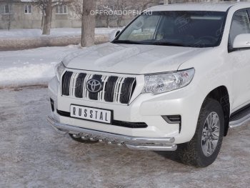 30 999 р. Защита переднего бампера (Ø63 мм c зубами Ø42, нержавейка) SLITKOFF  Toyota Land Cruiser Prado  J150 (2017-2020) 2-ой рестайлинг  с доставкой в г. Таганрог. Увеличить фотографию 2