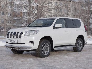 30 999 р. Защита переднего бампера (Ø63 мм c зубами Ø42, нержавейка) SLITKOFF  Toyota Land Cruiser Prado  J150 (2017-2020) 2-ой рестайлинг  с доставкой в г. Таганрог. Увеличить фотографию 4