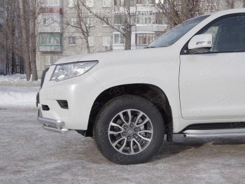 Защита переднего бампера (Ø63 мм c зубами Ø42, нержавейка) SLITKOFF Toyota (Тойота) Land Cruiser Prado (Лэнд)  J150 (2017-2020) J150 2-ой рестайлинг