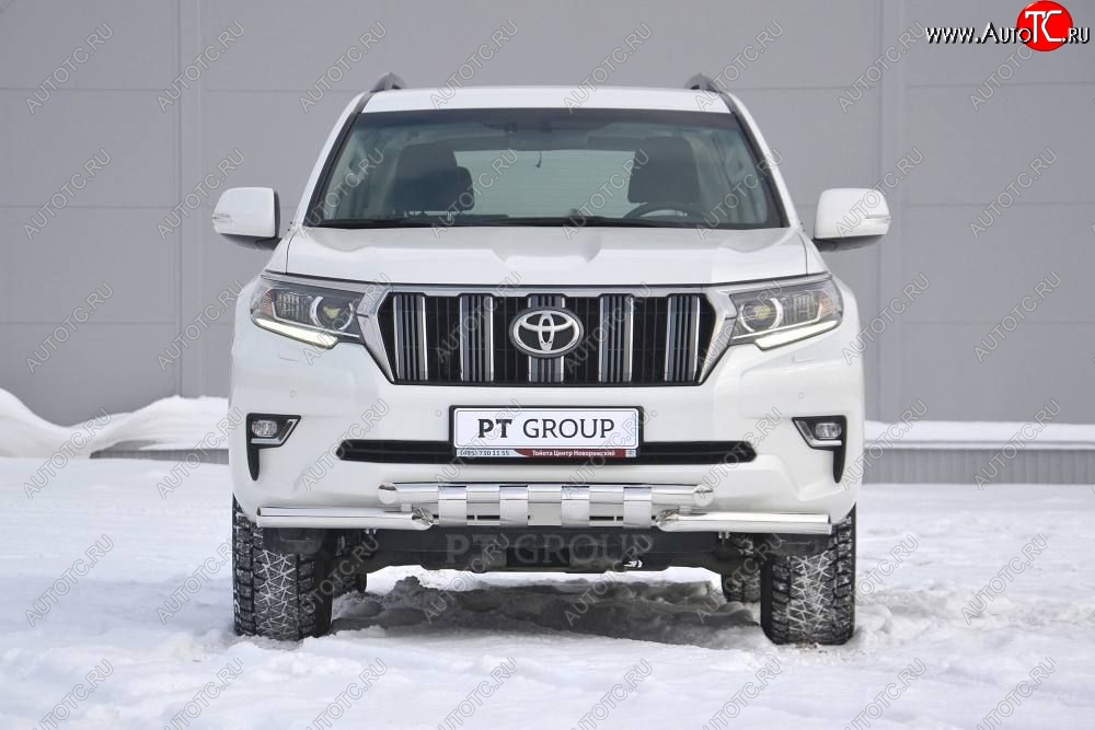 34 999 р. Защита переднего бампера на Petroil Tuning (диаметр 63 и 63)  Toyota Land Cruiser Prado  J150 (2017-2020) 2-ой рестайлинг (Нержавеющая полированная сталь)  с доставкой в г. Таганрог