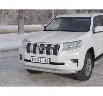 Одинарная защита переднего бампера диаметром 76 мм Toyota (Тойота) Land Cruiser Prado (Лэнд)  J150 (2017-2020) J150 2-ой рестайлинг