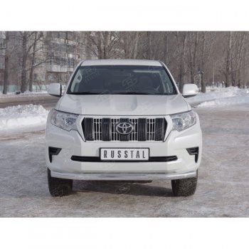 20 999 р. Одинарная защита переднего бампера диаметром 76 мм  Toyota Land Cruiser Prado  J150 (2017-2020) 2-ой рестайлинг  с доставкой в г. Таганрог. Увеличить фотографию 2