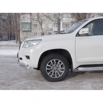 23 899 р. Защита переднего бампера (Ø63 мм с углами, нержавейка) SLITKOFF  Toyota Land Cruiser Prado  J150 (2017-2020) 2-ой рестайлинг  с доставкой в г. Таганрог. Увеличить фотографию 2