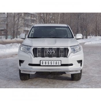 26 499 р. Защита переднего бампера (Ø63 мм с углами, нержавейка) SLITKOFF Toyota Land Cruiser Prado J150 2-ой рестайлинг (2017-2020)  с доставкой в г. Таганрог. Увеличить фотографию 3