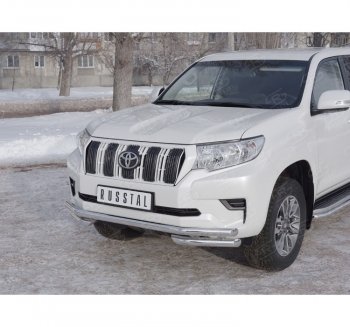 23 899 р. Защита переднего бампера (Ø63 мм с углами, нержавейка) SLITKOFF  Toyota Land Cruiser Prado  J150 (2017-2020) 2-ой рестайлинг  с доставкой в г. Таганрог. Увеличить фотографию 1