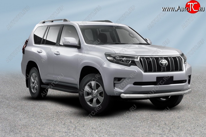 17 999 р. Защита переднего бампера Slitkoff (Ø 76 мм)  Toyota Land Cruiser Prado  J150 (2017-2020) 2-ой рестайлинг (Нержавеющая сталь)  с доставкой в г. Таганрог