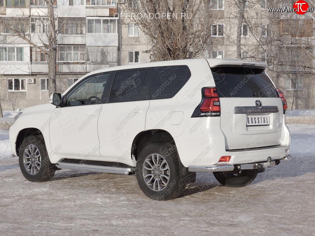 12 249 р. Защита заднего бампера (Ø76 мм уголки, нержавейка) SLITKOFF  Toyota Land Cruiser Prado  J150 (2017-2020) 2-ой рестайлинг  с доставкой в г. Таганрог