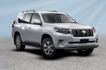 13 499 р. Защита переднего бампера Slitkoff (Ø 76+Ø 57 мм, двойная).  Toyota Land Cruiser Prado  J150 (2017-2020) 2-ой рестайлинг (Сталь с полимерным покрытием. Цвет: черный)  с доставкой в г. Таганрог. Увеличить фотографию 1