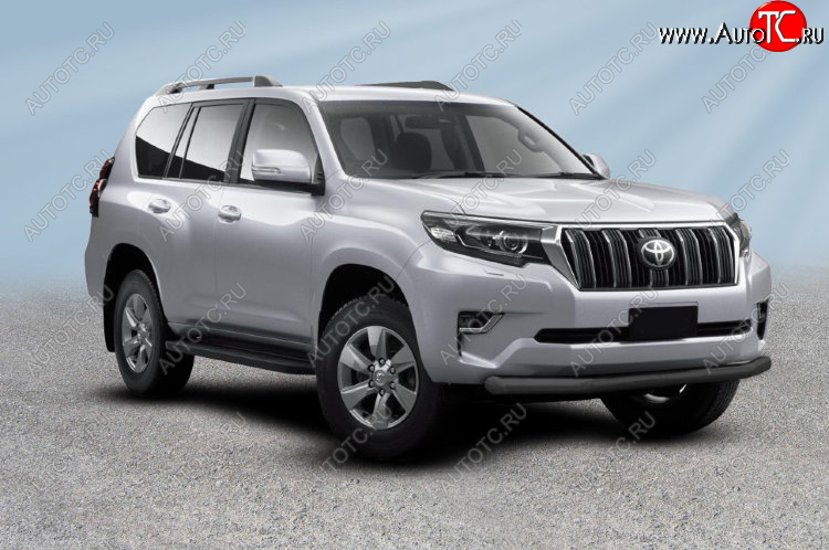 12 649 р. Защита переднего бампера Slitkoff (Ø мм). Toyota Land Cruiser Prado J150 2-ой рестайлинг (2017-2020) (Сталь с полимерным покрытием. Цвет: черный)  с доставкой в г. Таганрог