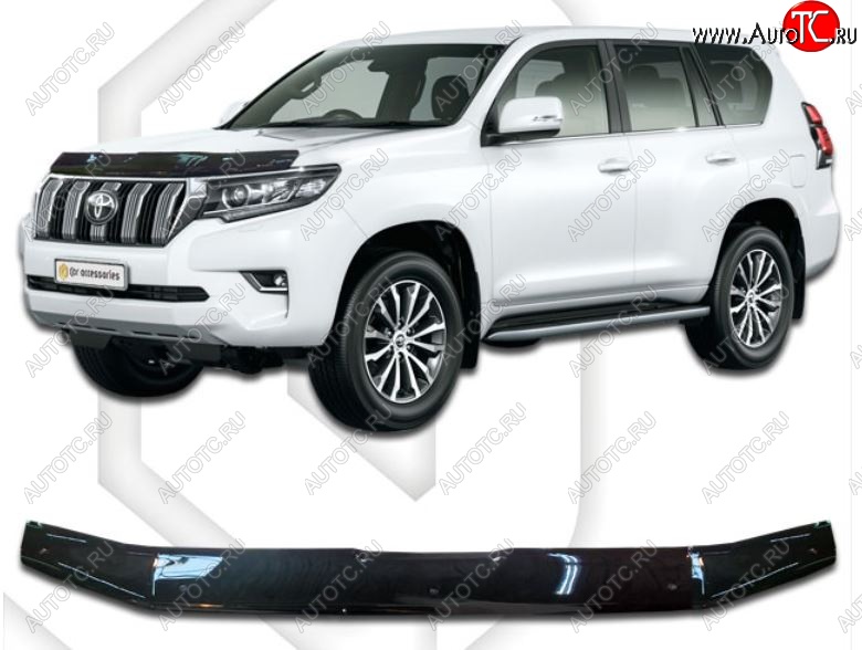 2 189 р. Дефлектор капота CA-Plastic  Toyota Land Cruiser Prado  J150 (2017-2020) 2-ой рестайлинг (Classic черный, Без надписи)  с доставкой в г. Таганрог