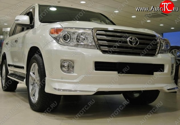 21 599 р. Накладка на передний бампер CT Toyota Land Cruiser 200 1-ый рестайлинг (2012-2015) (Неокрашенная)  с доставкой в г. Таганрог