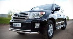 Защита переднего бампера (2 трубыØ76 и 42 мм, нержавейка) SLITKOFF Toyota (Тойота) Land Cruiser (Лэнд)  200 (2012-2015) 200 1-ый рестайлинг