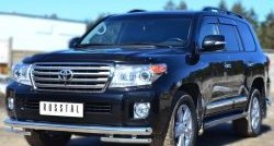 26 399 р. Защита переднего бампера (2 трубы Ø76 и 42 мм, нержавейка) SLITKOFF  Toyota Land Cruiser  200 (2012-2015) 1-ый рестайлинг  с доставкой в г. Таганрог. Увеличить фотографию 2