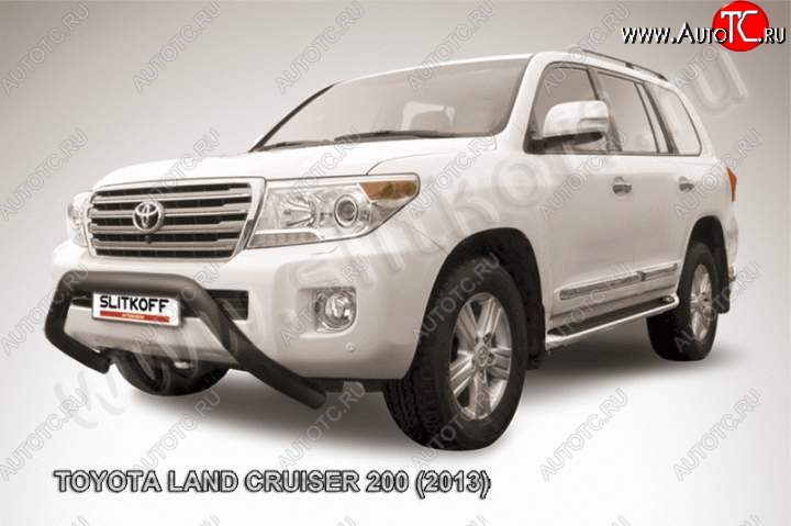 22 999 р. Кенгурятник d76 низкий широкий мини  Toyota Land Cruiser  200 (2012-2015) 1-ый рестайлинг (Цвет: серебристый)  с доставкой в г. Таганрог