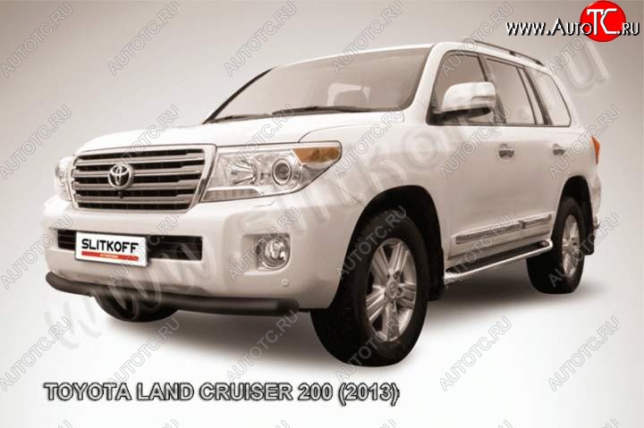 9 999 р. защита переднего бампера Slitkoff  Toyota Land Cruiser  200 (2012-2015) 1-ый рестайлинг (Цвет: серебристый)  с доставкой в г. Таганрог