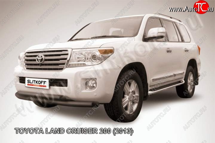 14 949 р. Защита переднего бампер Slitkoff  Toyota Land Cruiser  200 (2012-2015) 1-ый рестайлинг (Цвет: серебристый)  с доставкой в г. Таганрог