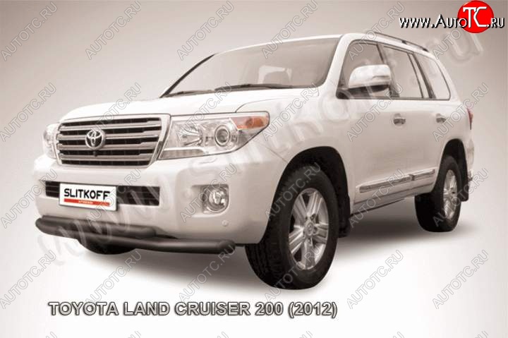 14 949 р. Защита переднего бампер Slitkoff  Toyota Land Cruiser  200 (2012-2015) 1-ый рестайлинг (Цвет: серебристый)  с доставкой в г. Таганрог