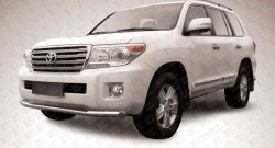 14 099 р. Одинарная защита переднего бампера из трубы диаметром 76 мм Slitkoff  Toyota Land Cruiser  200 (2012-2015) 1-ый рестайлинг (Цвет: нержавеющая полированная сталь)  с доставкой в г. Таганрог. Увеличить фотографию 1