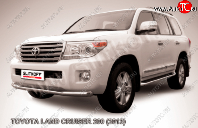 15 899 р. Защита переднего бампера Slitkoff (Ø76 мм)  Toyota Land Cruiser  200 (2012-2015) 1-ый рестайлинг (Нержавейка полированная)  с доставкой в г. Таганрог