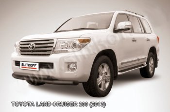 23 699 р. Защита переднего бампера Slitkoff (Ø76 и 57 мм)  Toyota Land Cruiser  200 (2012-2015) 1-ый рестайлинг (Нержавейка полированная)  с доставкой в г. Таганрог. Увеличить фотографию 2