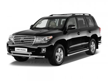 Защита порогов из трубы Ø51 Petroil Tuning Toyota Land Cruiser 200 2-ой рестайлинг (2015-2021)  (Нержавеющая полированная сталь)