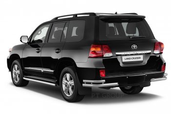 20 949 р. Защита порогов из трубы Ø51 Petroil Tuning Toyota Land Cruiser 200 2-ой рестайлинг (2015-2021) (Нержавеющая полированная сталь)  с доставкой в г. Таганрог. Увеличить фотографию 2