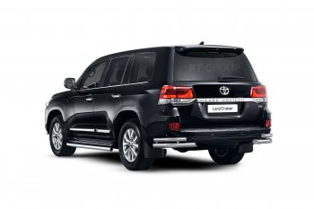 30 999 р. Защита порогов из трубы Ø63 Petroil Tuning Toyota Land Cruiser 200 2-ой рестайлинг (2015-2021) (Нержавеющая полированная сталь)  с доставкой в г. Таганрог. Увеличить фотографию 2