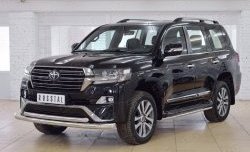 27 599 р. Защита переднего бампера (2 трубыØ76 и 63 мм, нержавейка) SLITKOFF  Toyota Land Cruiser  200 (2015-2021) 2-ой рестайлинг  с доставкой в г. Таганрог. Увеличить фотографию 2