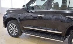 16 499 р. Защита порогов из круглой трубы диаметром 42 мм SLITKOFF Toyota Land Cruiser 200 2-ой рестайлинг (2015-2021)  с доставкой в г. Таганрог. Увеличить фотографию 4