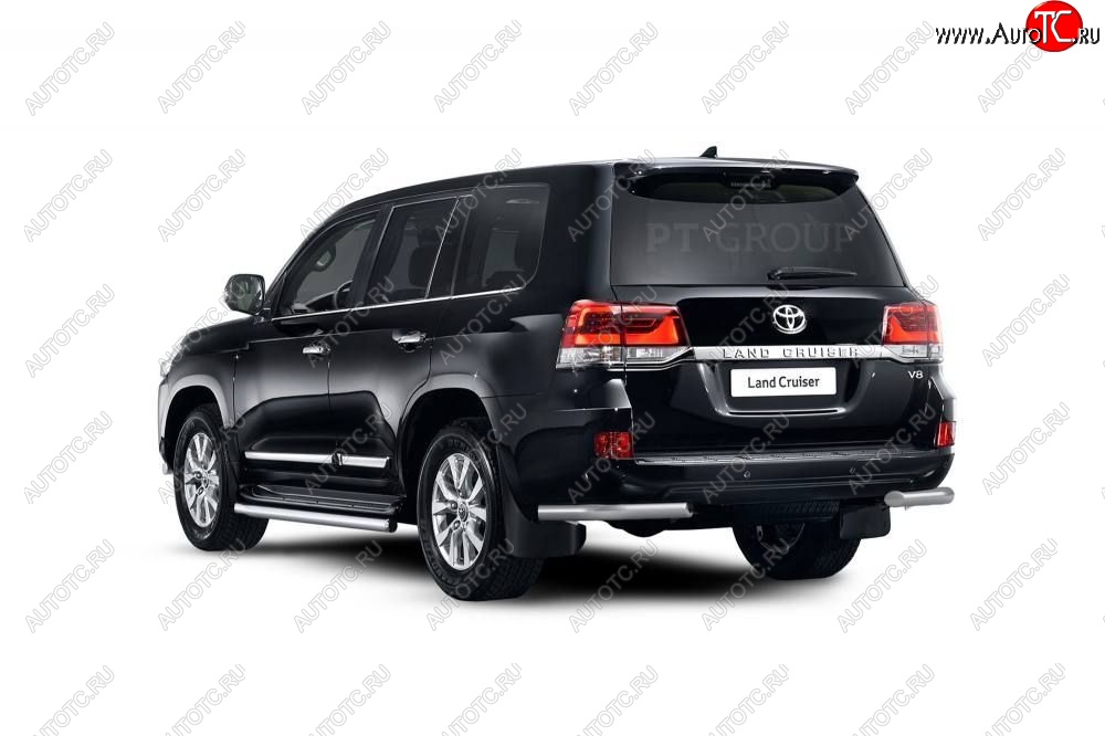 21 849 р. Защита заднего бампера Petroil Tuning (уголки, d63)  Toyota Land Cruiser  200 (2015-2021) 2-ой рестайлинг (Нержавеющая полированная сталь)  с доставкой в г. Таганрог