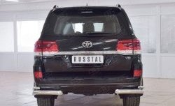 15 749 р. Защита заднего бампера (2 трубы Ø76х42 мм, нержавейка) SLITKOFF  Toyota Land Cruiser  200 (2015-2021) 2-ой рестайлинг  с доставкой в г. Таганрог. Увеличить фотографию 1