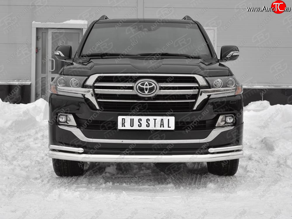 25 499 р. Защита переднего бампера (2 трубы Ø 76 и 42 мм, нержавейка, EXECUTIVE LOUNGE) Toyota Land Cruiser 200 2-ой рестайлинг (2015-2021)  с доставкой в г. Таганрог