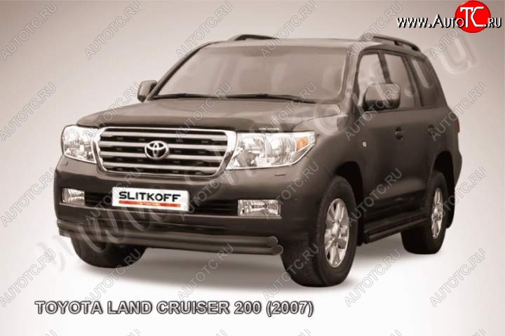 14 949 р. Защита переднего бампер Slitkoff  Toyota Land Cruiser  200 (2007-2012) дорестайлинг (Цвет: серебристый)  с доставкой в г. Таганрог