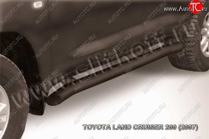 14 649 р. Защита порогов Slitkoff  Toyota Land Cruiser  200 (2007-2012) дорестайлинг (Цвет: серебристый)  с доставкой в г. Таганрог