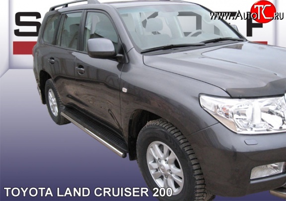 15 999 р. Защита штатных порогов из круглой трубы диаметром 57 мм Slitkoff  Toyota Land Cruiser  200 (2007-2012) дорестайлинг (Цвет: нержавеющая полированная сталь)  с доставкой в г. Таганрог