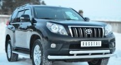 27 999 р. Защита переднего бампера (2 трубыØ76 и 63 мм, нержавейка) SLITKOFF  Toyota Land Cruiser Prado  J150 (2009-2013) дорестайлинг  с доставкой в г. Таганрог. Увеличить фотографию 4