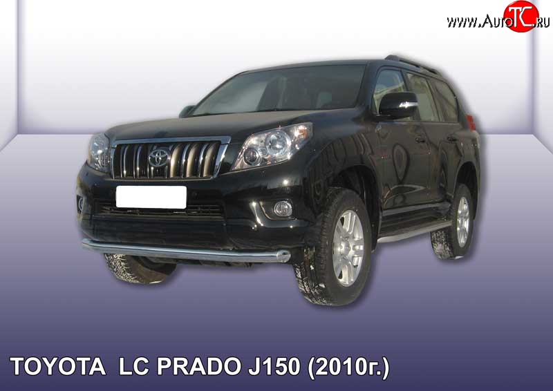 15 399 р. Одинарная защита переднего бампера диаметром 76 мм Slitkoff  Toyota Land Cruiser Prado  J150 (2009-2013) дорестайлинг (Цвет: нержавеющая полированная сталь)  с доставкой в г. Таганрог