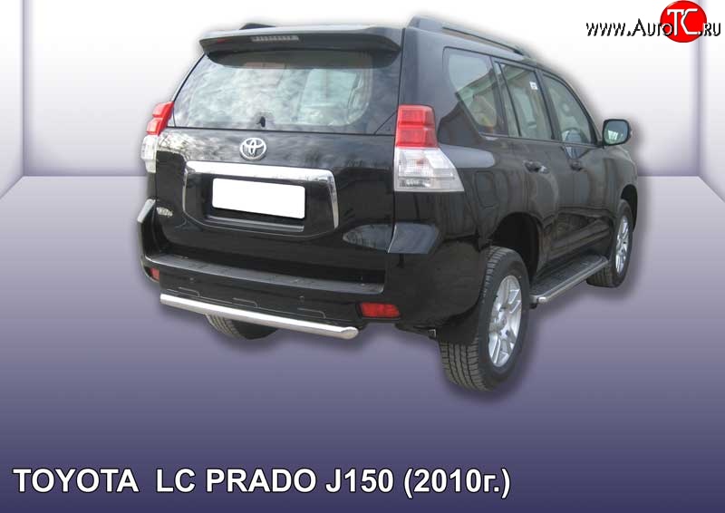 10 249 р. Защита заднего бампера из короткой трубы диаметром 57 мм Slitkoff Toyota Land Cruiser Prado J150 дорестайлинг (2009-2013) (Цвет: нержавеющая полированная сталь)  с доставкой в г. Таганрог