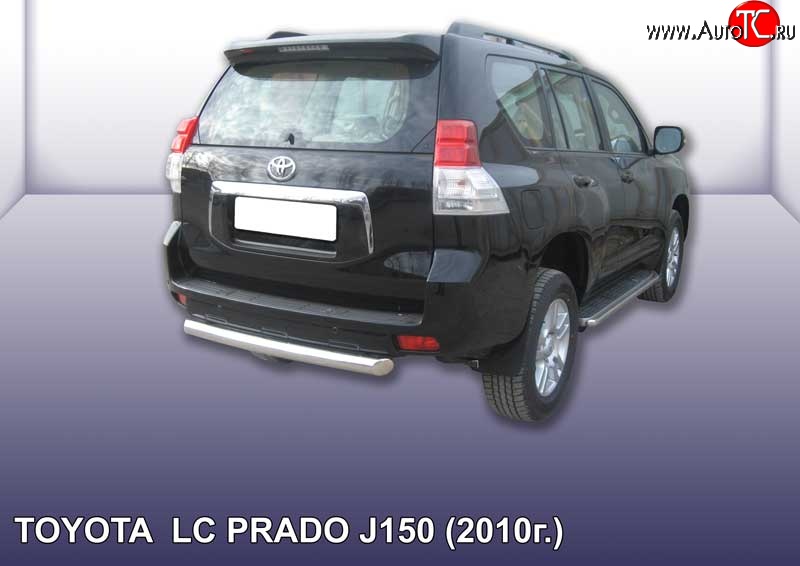 11 999 р. Защита заднего бампера из короткой трубы диаметром 76 мм Slitkoff Toyota Land Cruiser Prado J150 дорестайлинг (2009-2013) (Цвет: нержавеющая полированная сталь)  с доставкой в г. Таганрог